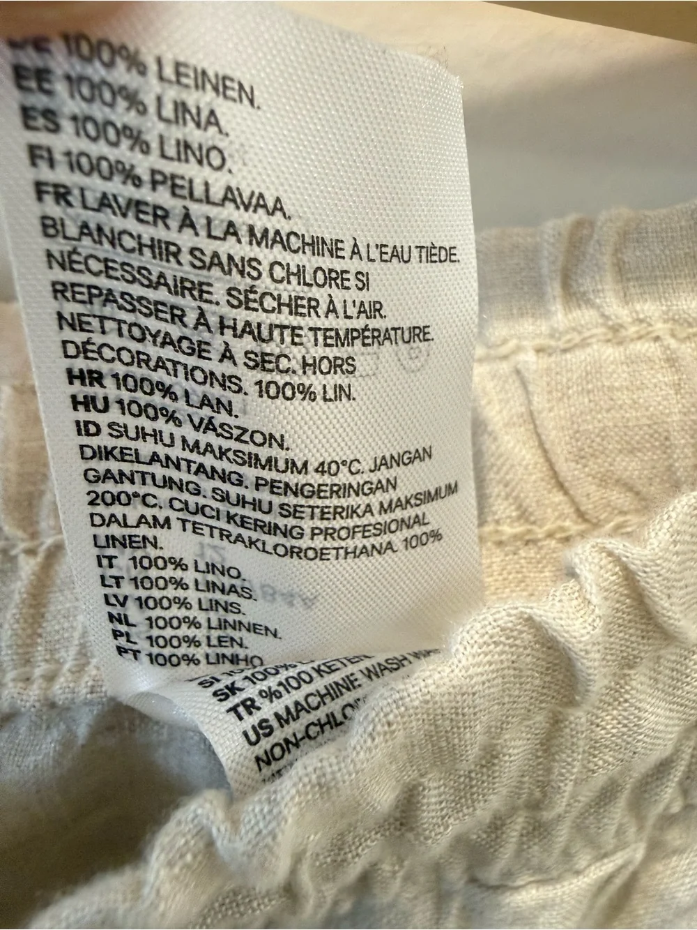 H&M women’s Lightweight 100% Linen Drawstring Pants in Natural size 12